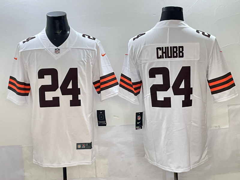 Men 2025 Cleveland Browns #24 Chubb white Nike Limited NFL Jersey 001